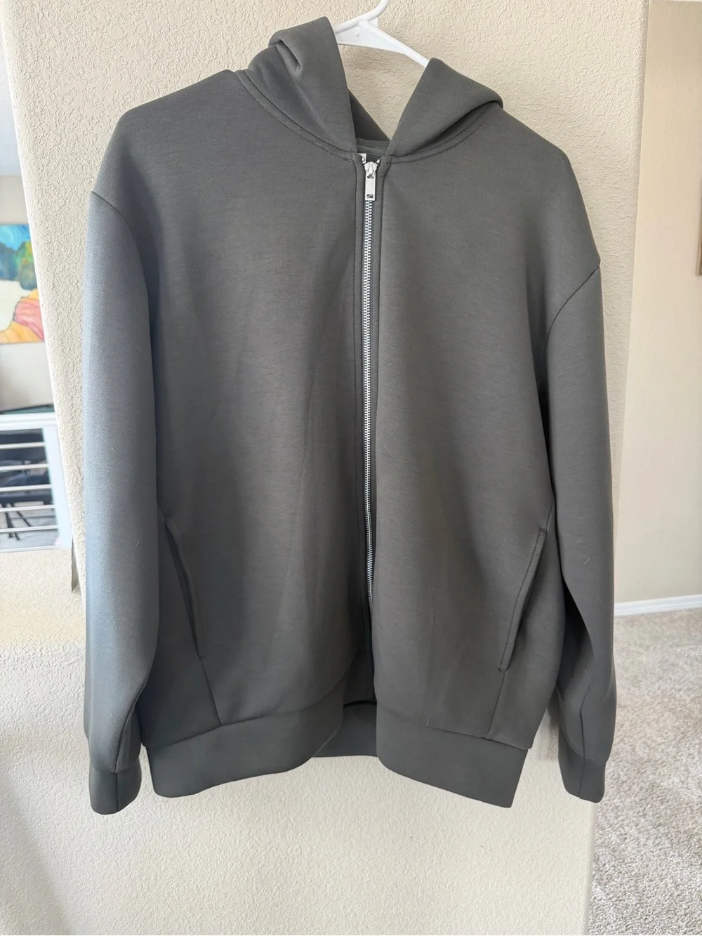 Men's Zip-Up Hooded Sweatshirt in Charcoal Gray